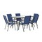 Emma and Oliver Seven Piece Patio Table Set with Metal Table with Tempered Glass Top and 6 Flex Comfort Stacking Chairs